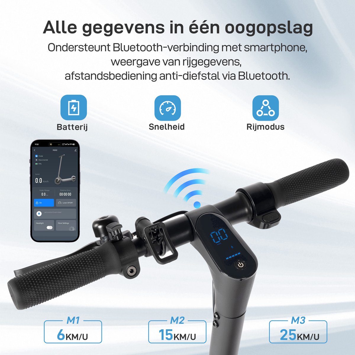 Elektrische step LEAWIN E5PRO 500W motor, 30 km bereik, 10” anti-lek banden, schijfrem & V-rem, opvouwbaar - Afbeelding 5