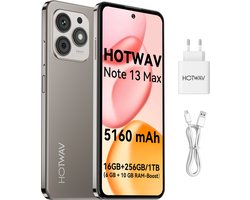 HOTWAV mobiele telefoon - Smartphone zonder abonnement- 16 GB/256 GB - 5160 mAh - mobiele telefoon senioren - Met transparante hoes - Goud