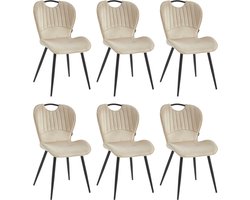 Colenis® - Alico Eetkamerstoel - Set Van 6 - Beige - Velvet - Design