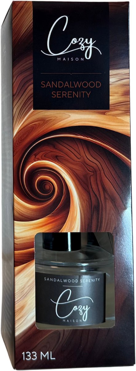 Cozy Maison Sandalwood Serenity Geurstokjes 133 ml – Rustgevende Geur voor een Elegante Sfeer in Huis