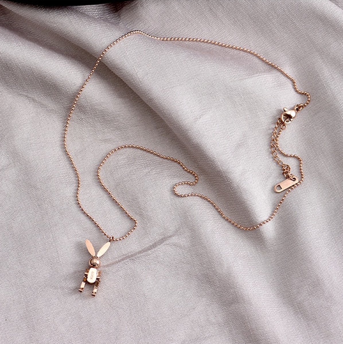 Ketting meisje - konijn - rosé goud - gelukspoppetje - konijn