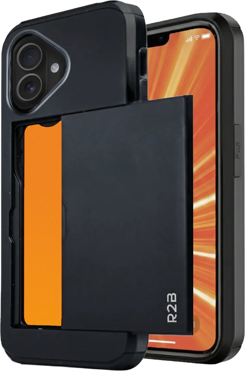 R2B Hoesje geschikt voor iPhone 16 Plus met Pasjeshouder - 3 Pasjes - Screenprotector - Telefoonhoesjes - Gsm Hoesje - Phone Case - Model Utrecht