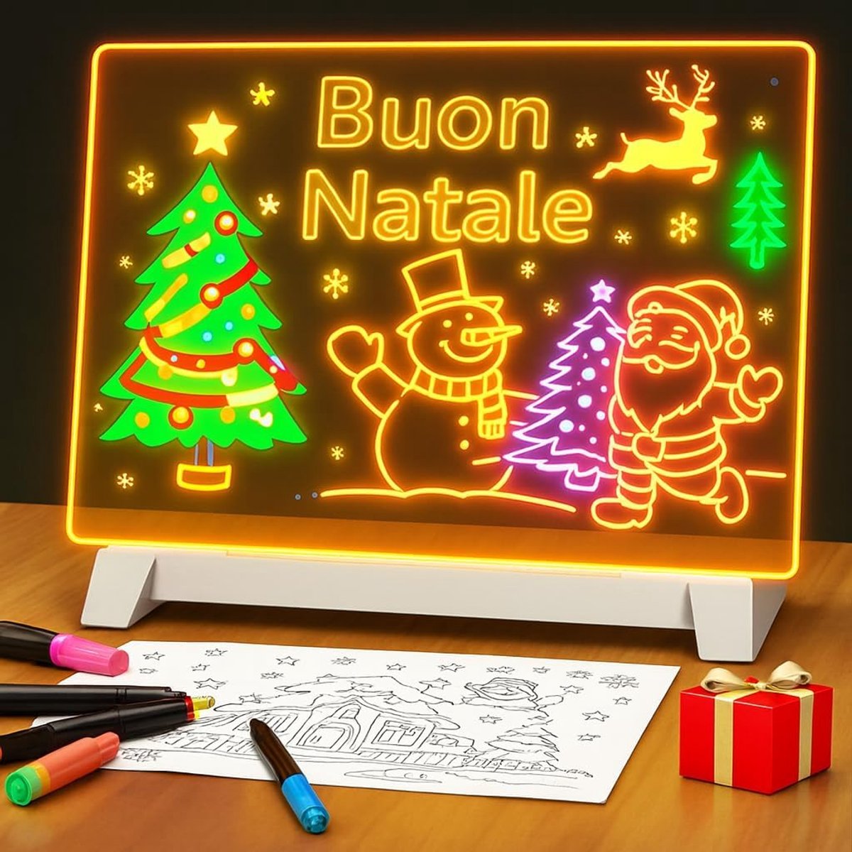 Jojoy - LED Lamp Memobord - Notitiebord - Schrijfbord - Nachtlamp - Tekenbord - LUMOBOARD