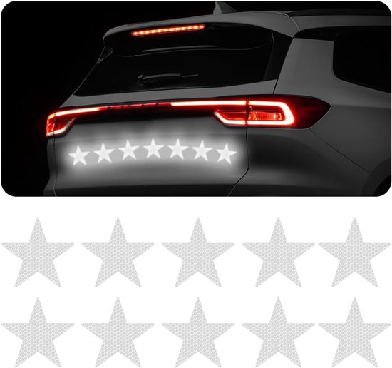 10 pièces Autocollants réfléchissants - Autocollants de sécurité réfléchissants - Autocollants de sécurité universels - Autocollants de casque de moto - Réflecteurs de vélo - Toutes les sources lumineuses - Voiture - Moto - Vélo - Casque - Wit