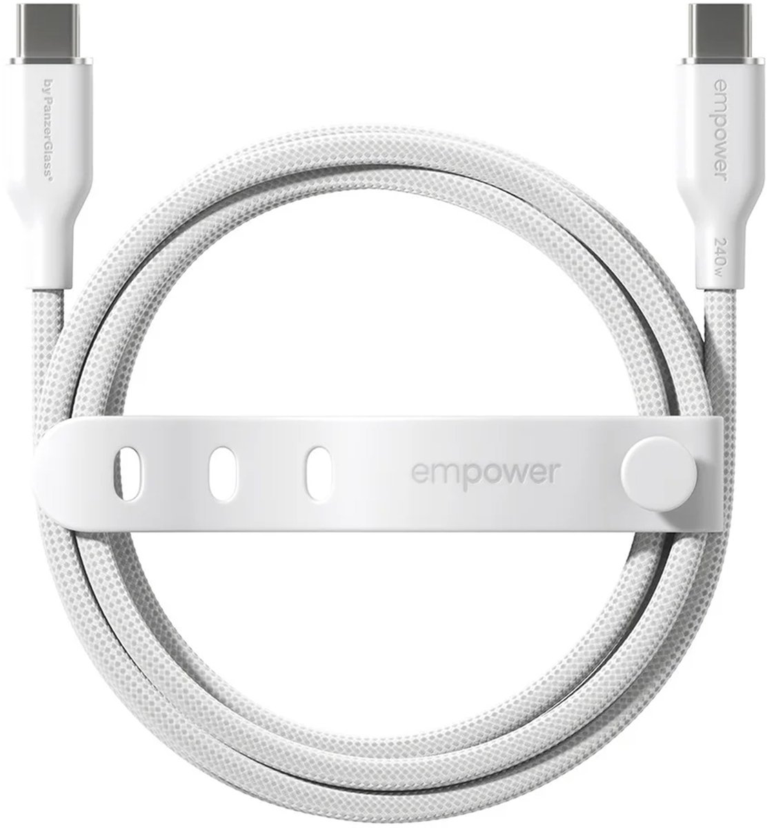 Empower by PanzerGlass Racing USB-C naar USB-C Oplaadkabel - 240W - 2 meter - Silver White