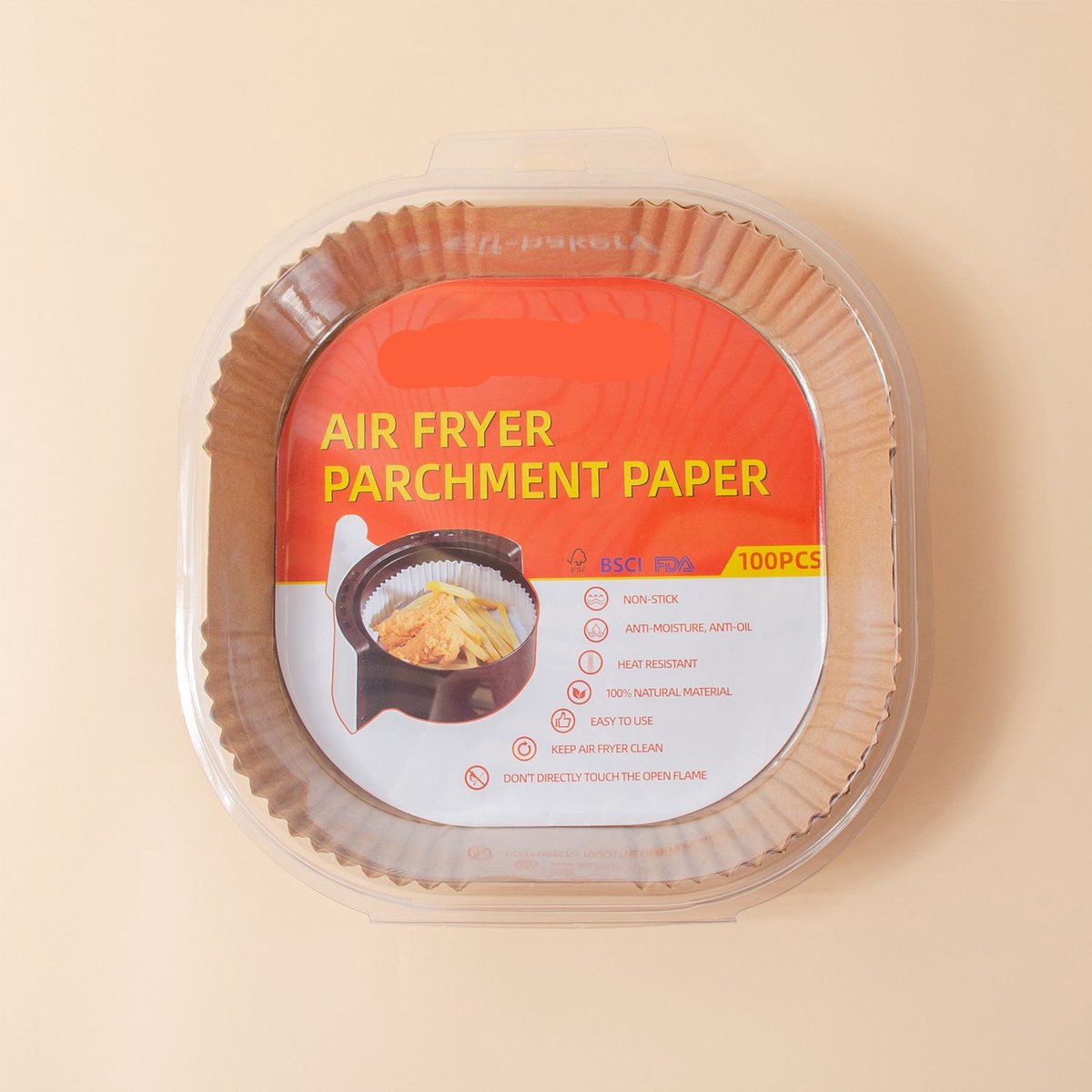 16cm*16cm, 200 vellen, vierkante bakplaat voor airfryer, speciaal voor airfryers.