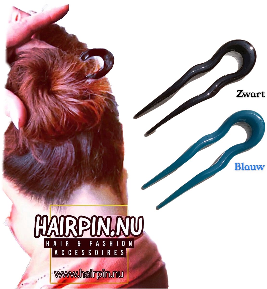 Hairpin-Haarstick-Haarspeld-Haaraccessoire-Haarmode-2stuks-blauw-zwart
