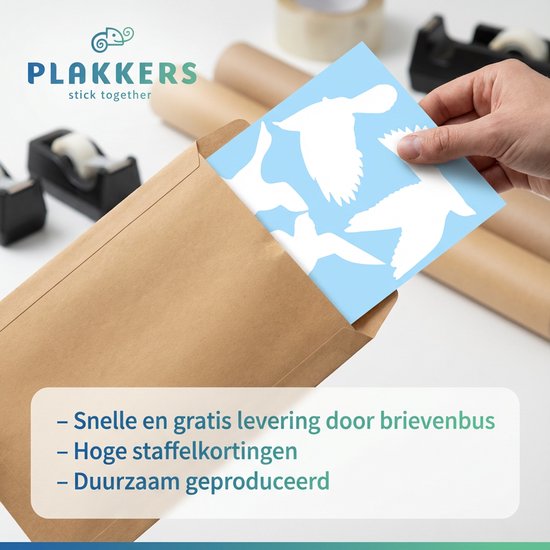 Vogelbescherming stickers raam WIT | vogelstickers raam buiten | Witte raamstickers vogels