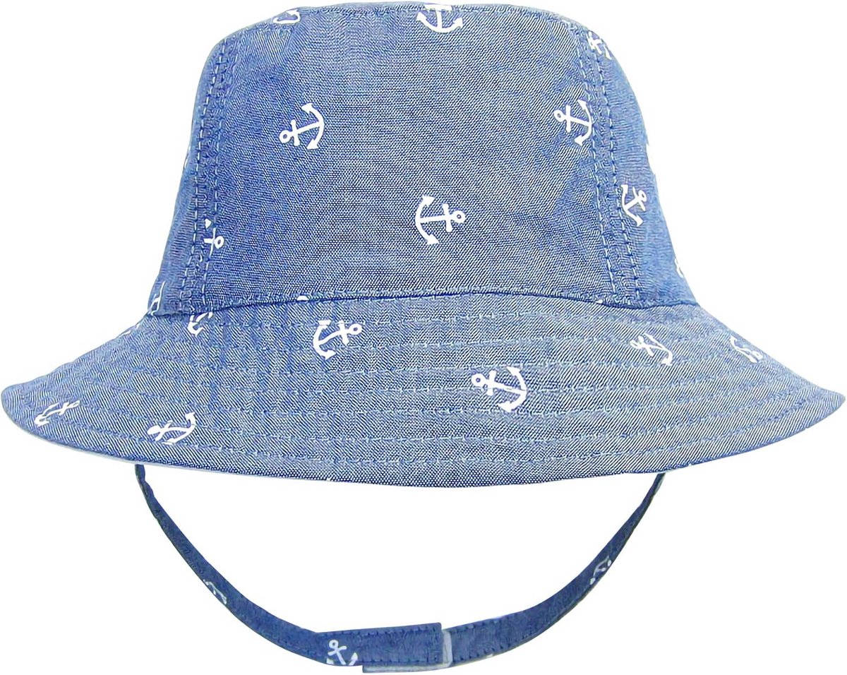 Zomer Vishoed voor Baby's en Kinderen met UV Bescherming - Schattig Ankermotief - Denimblauw 0-8 Jaar