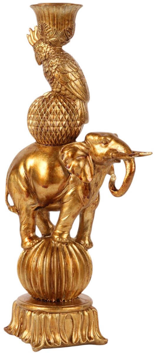 Baroque Kandelaar - Kandelaar Olifant 27 cm - Goud - Resin - 27x11.5x8.5 - Polyresin Gold