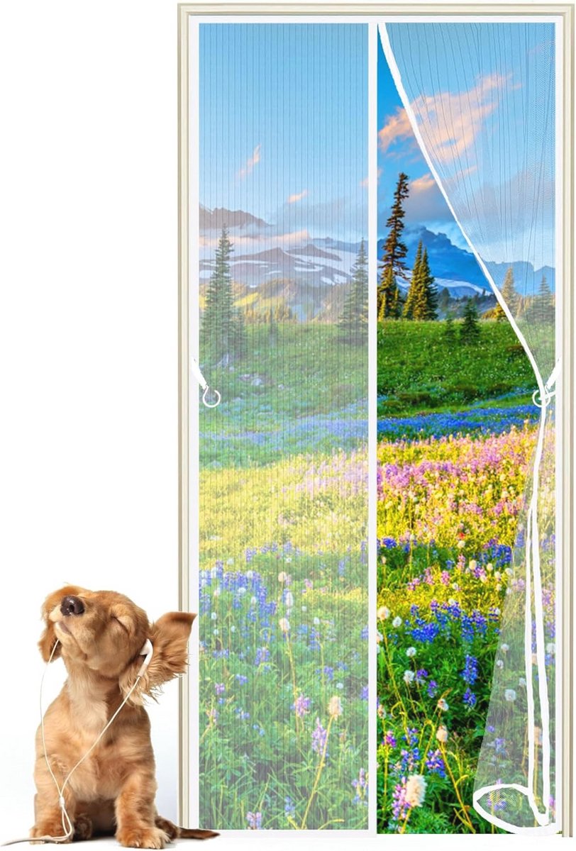 Hordeur 200 x 185 cm - Magnetisch Vliegscherm voor Deuren zonder Boren