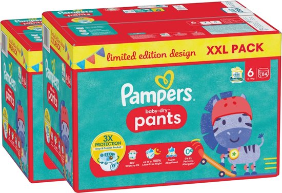Pampers Baby-Dry Pants - maat 6 - 168 luierbroekjes (14 - 19kg) - 2 x 84