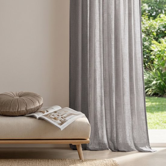 HOOMstyle Kant en klaar gordijn met haakjes Noa - Inbetween - Plooiband - 140x270 - Grijs