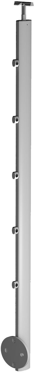 Kordo - Balustradepaal voor zijmontage - Prestio - Grijs aluminium