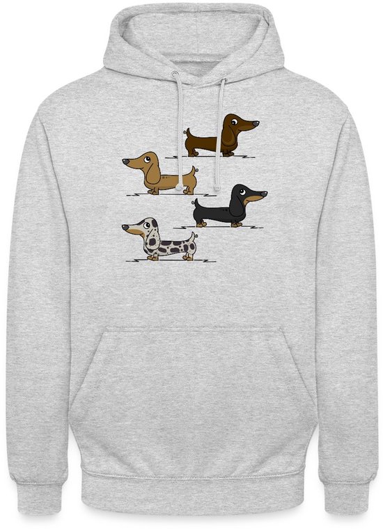 Sweat à capuche unisexe avec motif de quatre teckels joyeux