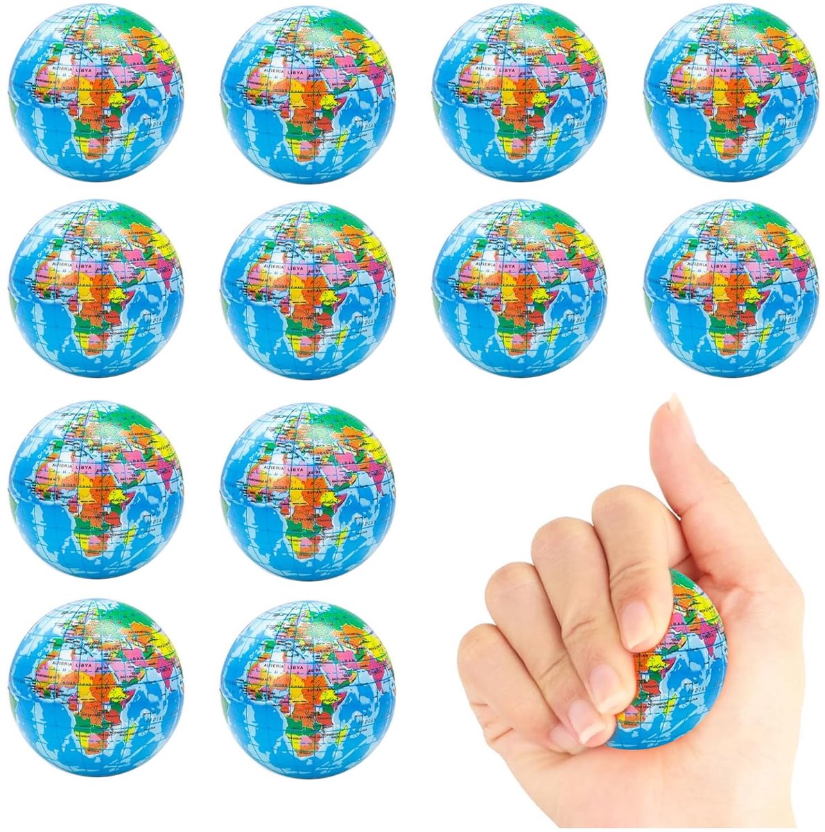 IMPERATORIS® Globe - Educatieve Wereldbol - Nauwkeurige Tijdzone voor Kinderen Leren - Aardrijkskunde Decor voor Klaslokaal en Huis - ‎1 x 1 x 1 cm - 12 stuk