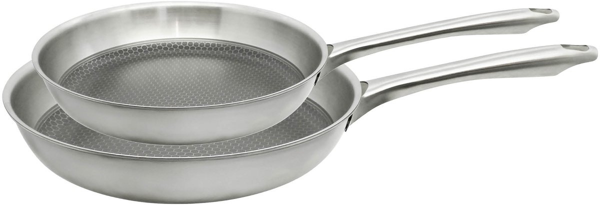 Set van 2 pannen 24 en 28 cm van roestvrij staal en PFAS-vrije coating Elo Relief Passion