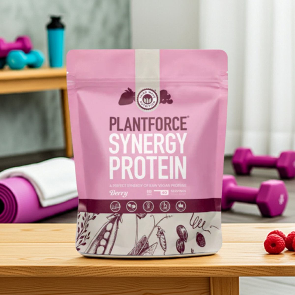Plantforce Synergy Proteïne - Berry - 800 gram - Heerlijke Vegan Eitwitshake met compleet aminozuur profiel