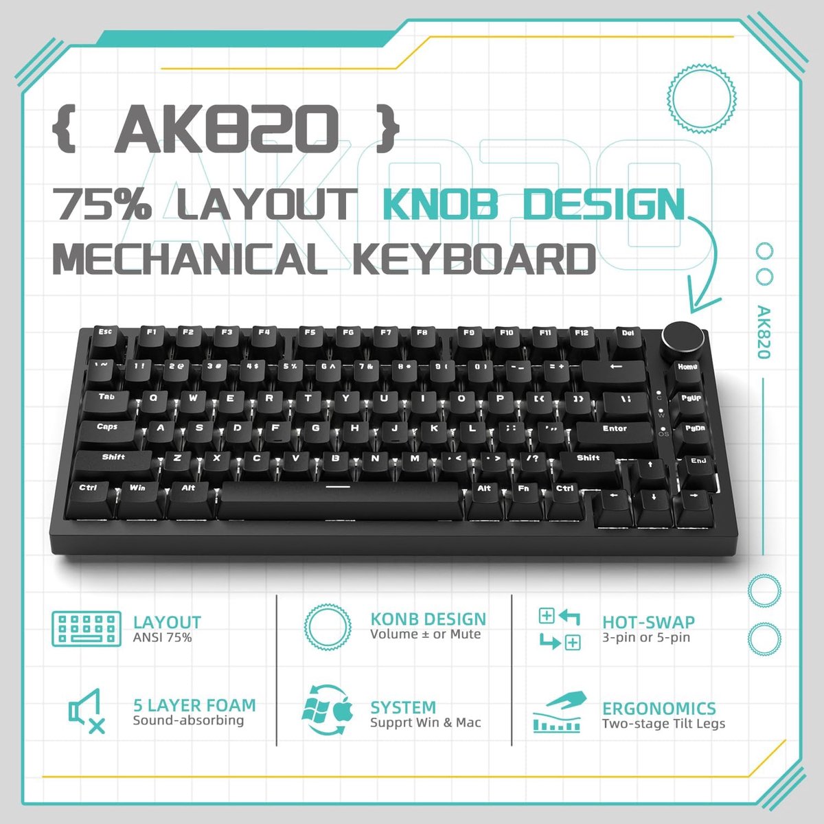 VH Supplies® Mechanical Keyboard - Mechanisch Toetsenbord - Gaming Keyboard - 75% - USB-C thumbnail 4
