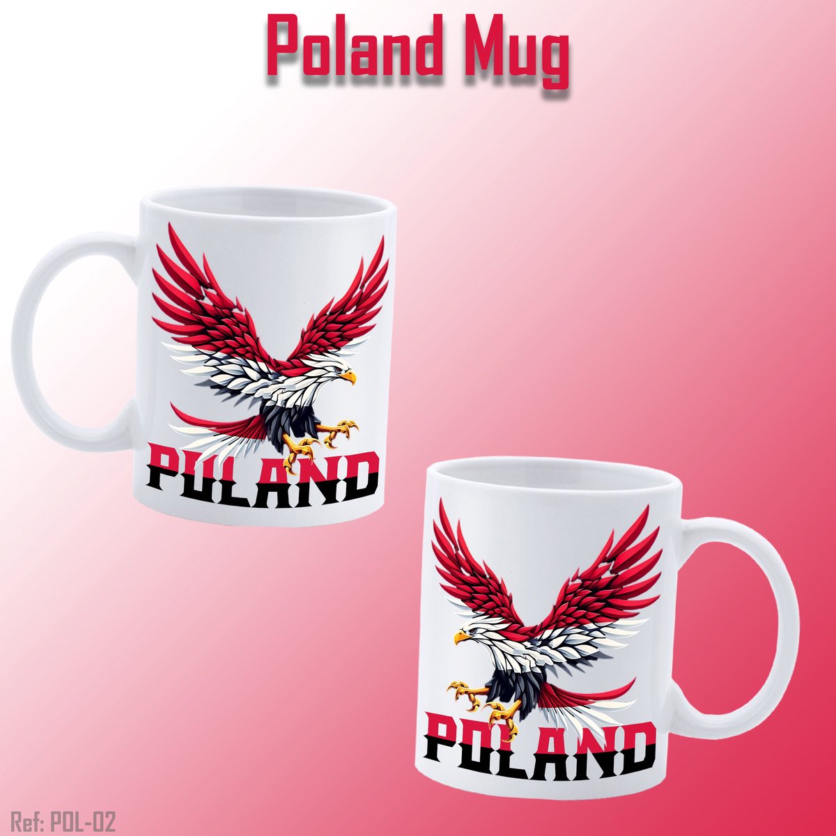 Poland Personalized Mug with Logo and Text - Print mug with Poland Eagle - Tea / Coffee mug - Personalized High Quality