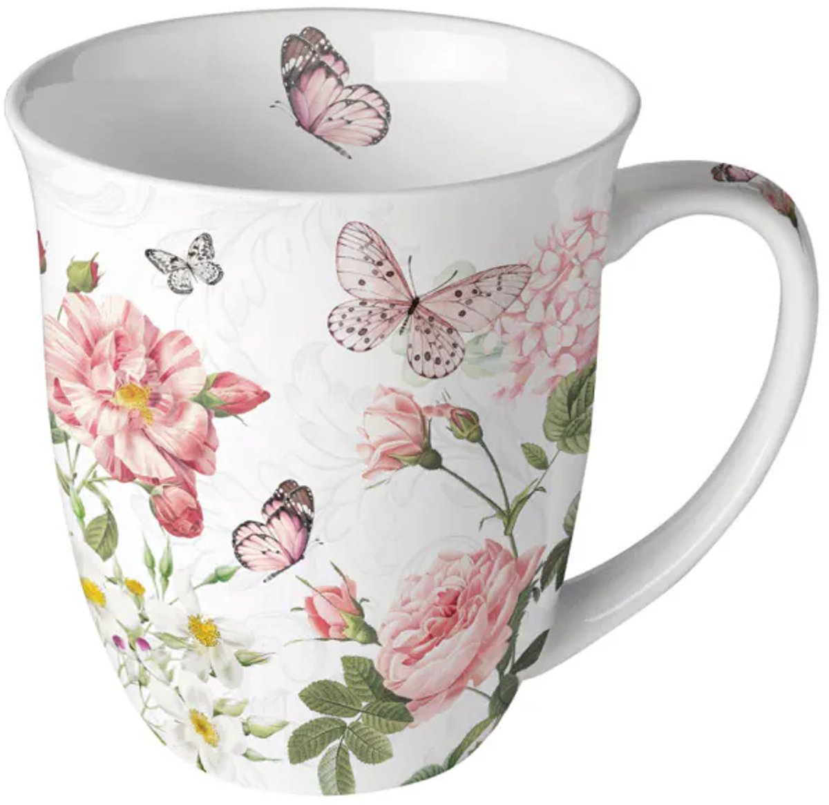 Ambiente-mok-beker-met oor-porselein-Amelia-bloemen-vlinder-cadeau