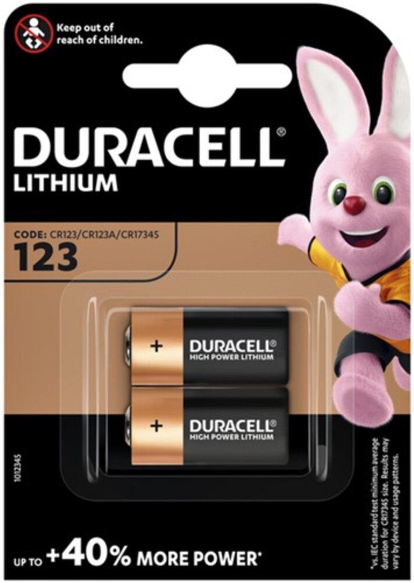 20 Stuks (10 Blisters a 2st) - Duracell CR123 CR123A 3V Lithium batterij (Duo Pack)