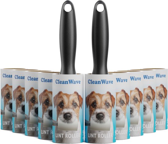 CleanWave kleefroller – 900 vellen – 2 handgrepen – 10 rollen