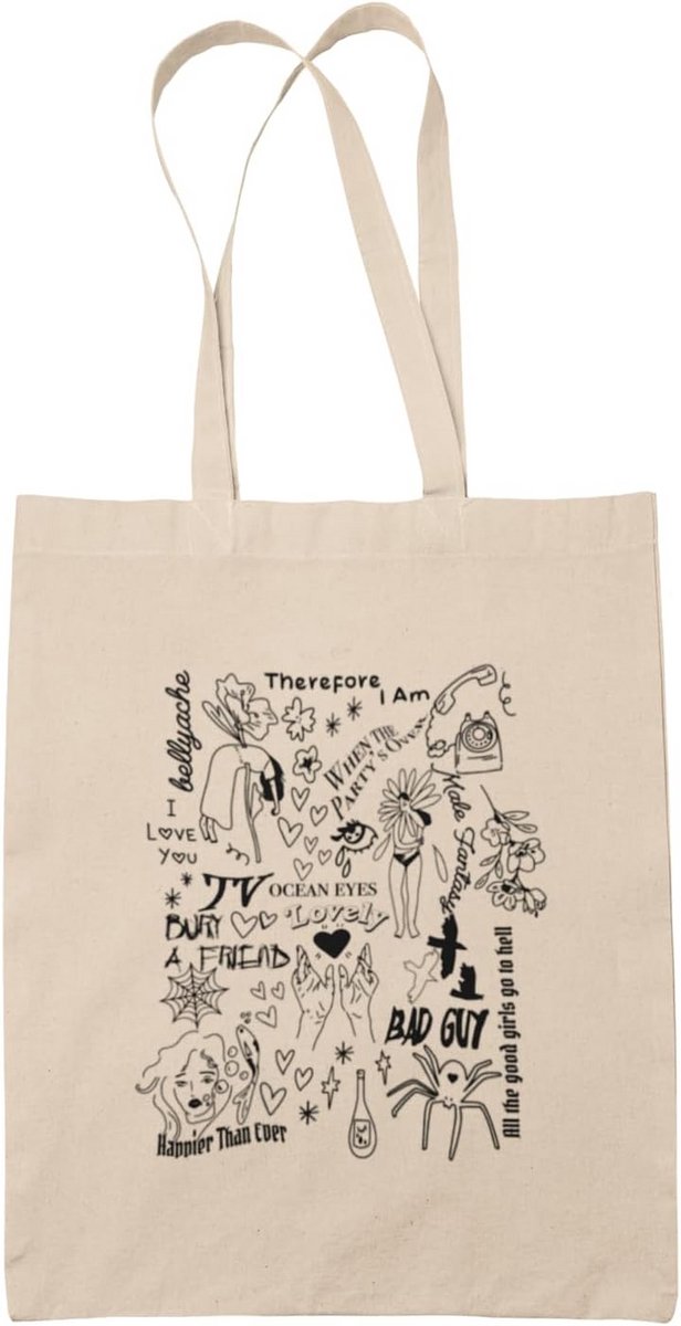 Doodle Tote Bag - Eilish Gelukkiger dan Oo