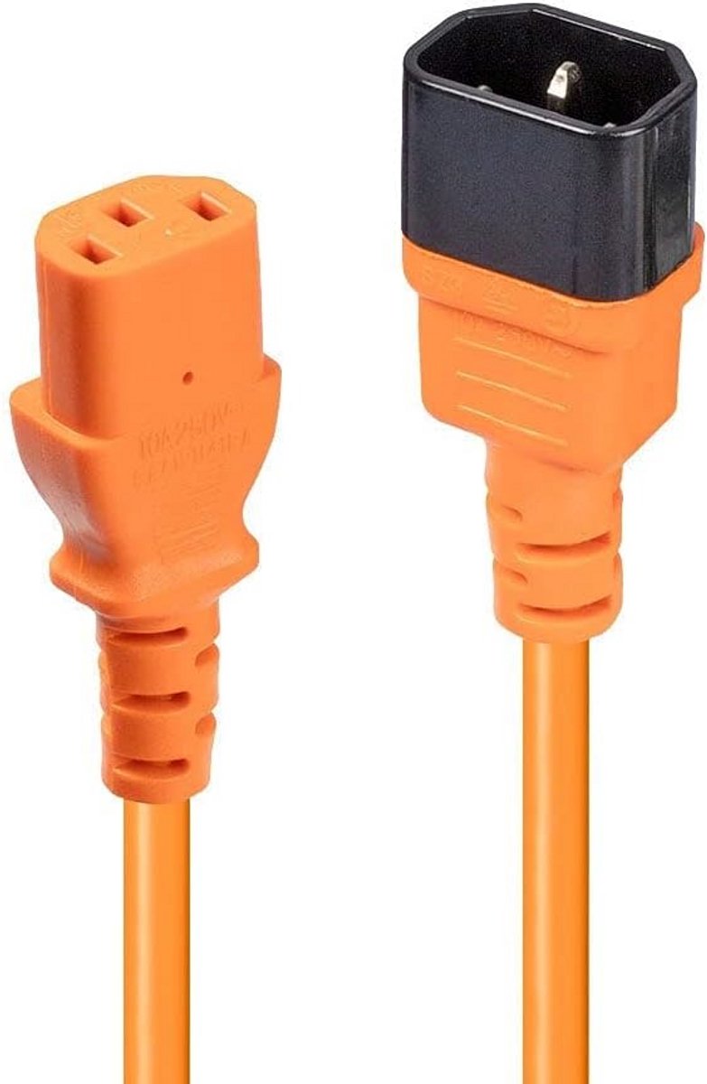 Stroomvoorzieningsverlengkabel 1 m - IEC 320 C13 naar C14 - Oranje