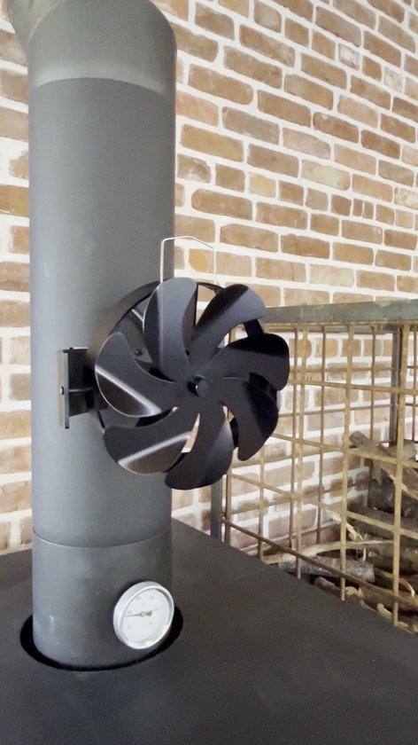 Kachelventilator voor houtkachel en openhaard - 360° draaibare houtkachel ventilator - duurzame ecofan inc thermometer - haardventilator staand en hangend - warmteverspreider voor kachel en haard