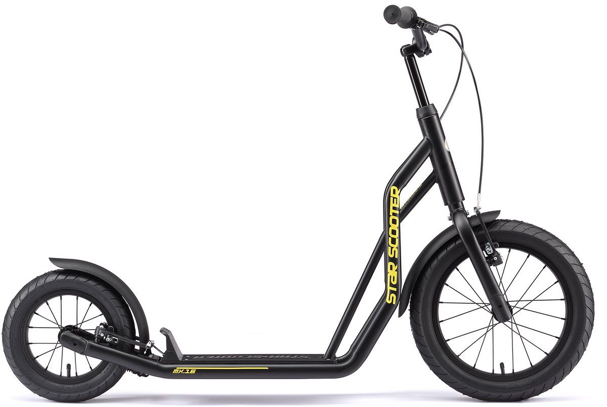 STAR SCOOTER autoped 16 inch + 12 inch zwart