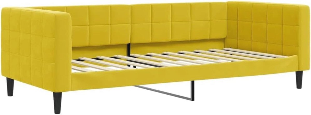 2-in-1 Sofa Bed 90x200 cm Velvet Geel - Multifunctionele Dagbed en Logeerslaapbank