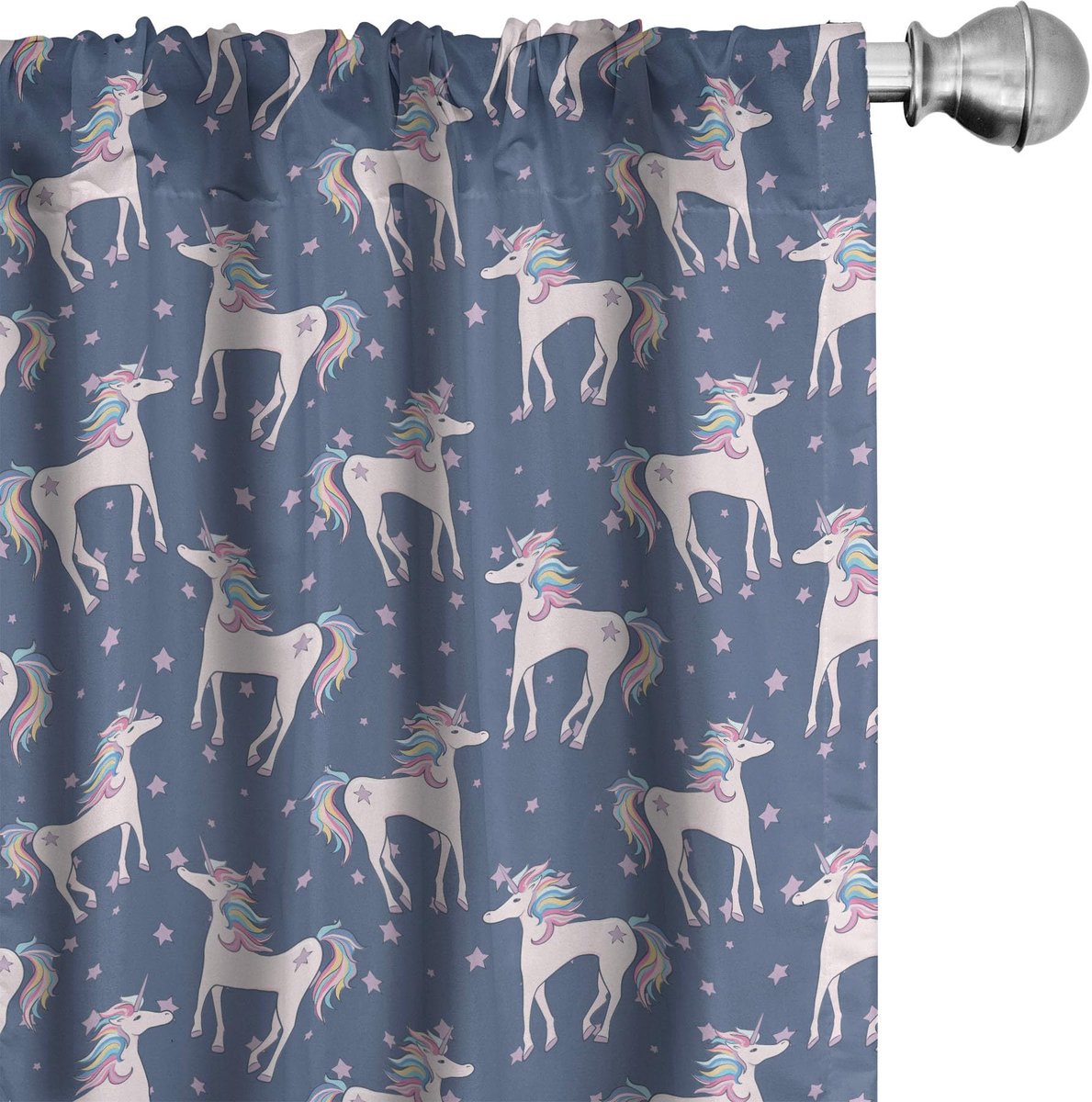 ABAKUHAUS Unicorn-Party Voorhangen – Doodle Fairy – 2x75x245 cm – Mikrofaser Mehrfarbig