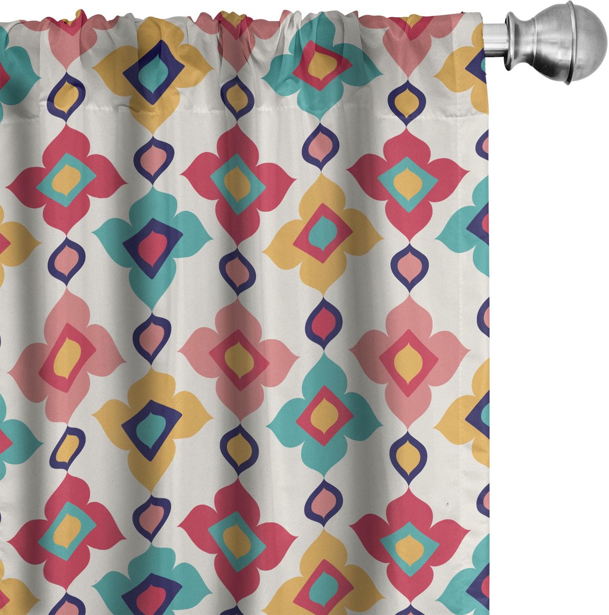 ABAKUHAUS etnische gordijnen – 2x75x245 cm – microvezel – ivoor multicolor Ivory