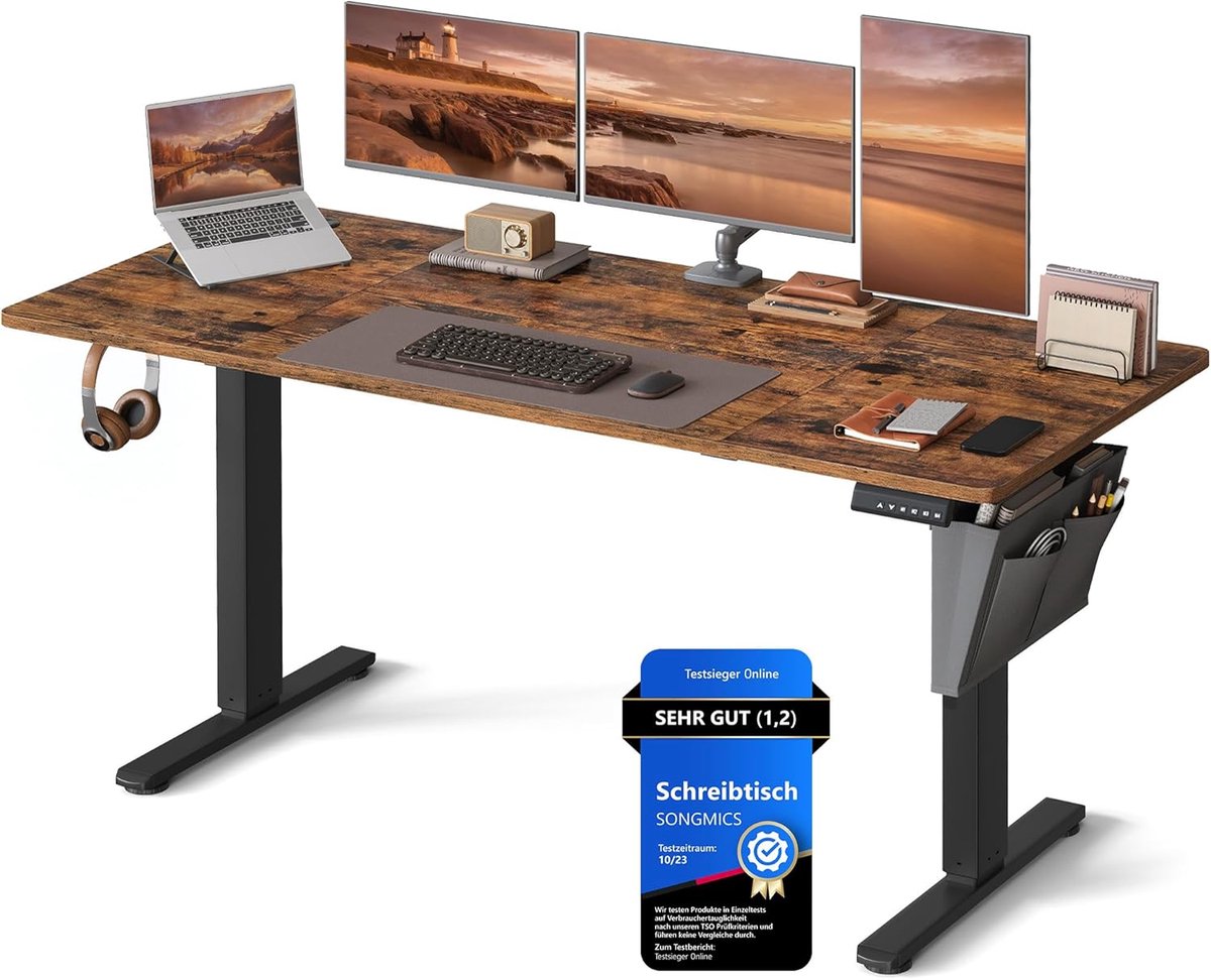 Bureau – Elektrisch verstelbaar – 70×160×72–120 cm – Zwart
