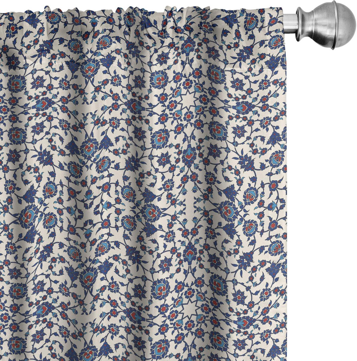ABAKUHAUS Orient Gordijnen – 2x75x245 cm – Vermiljoen Indigo – Halfdonker Vermilion Indigo
