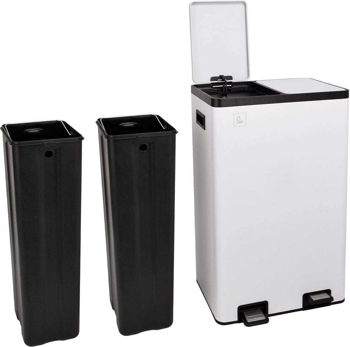 SVITA TMH2X30 Afvalbak 60L - Afvalscheidingssysteem 2 Compartimenten 2x30L Soft Close Wit