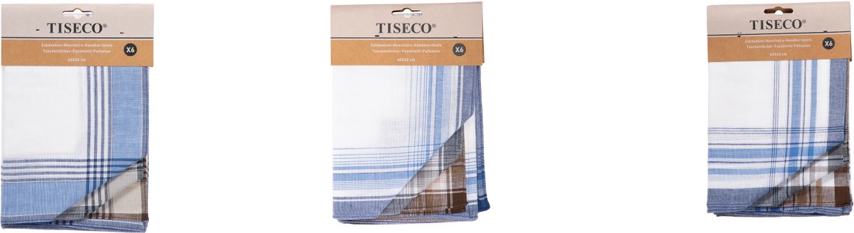 Tiseco Herenzakdoeken Primo 2 - 40 x 40cm - 6 Stuks - 100% Katoen
