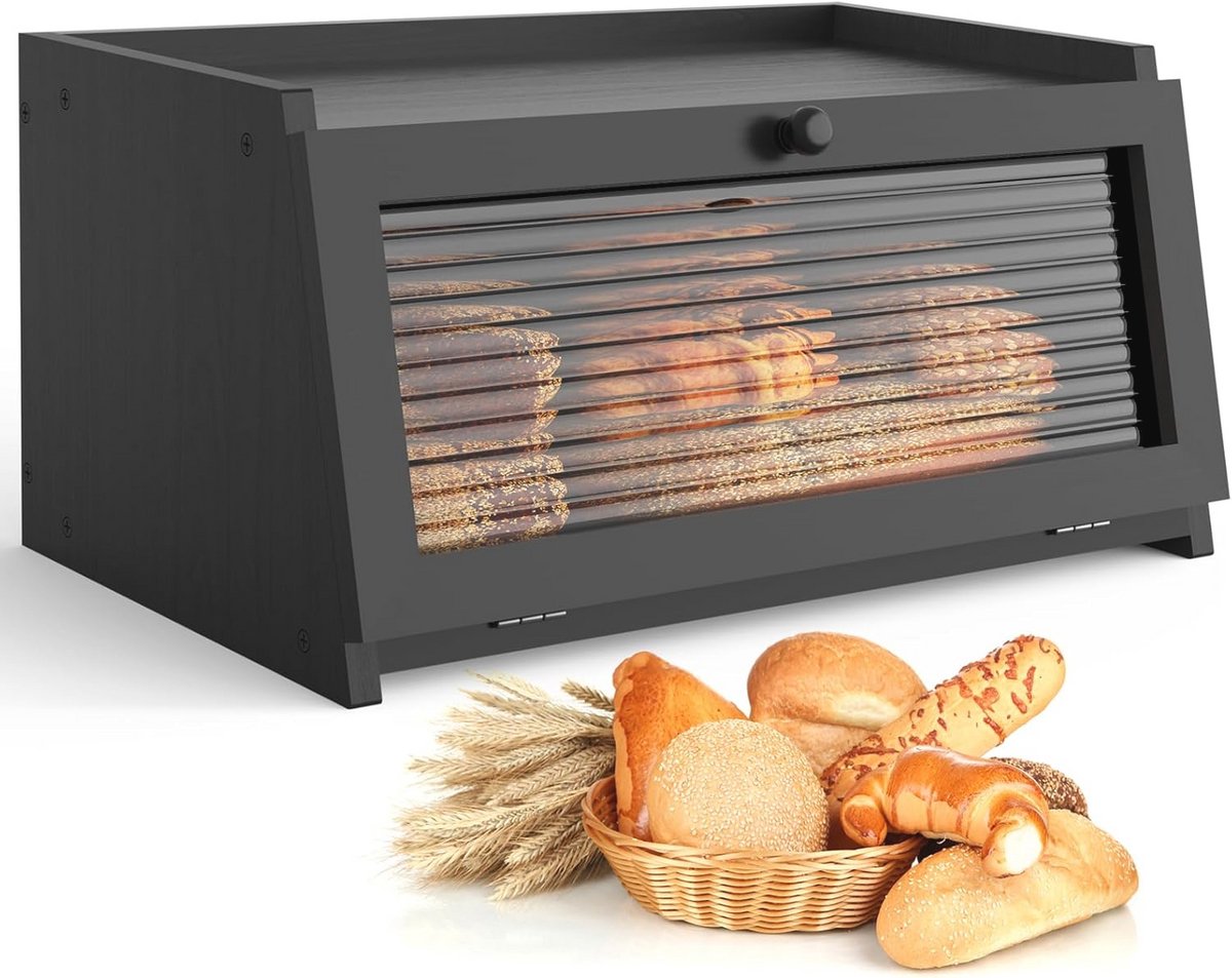 Grote Brooddoos met Venster voor Keuken - Zwart