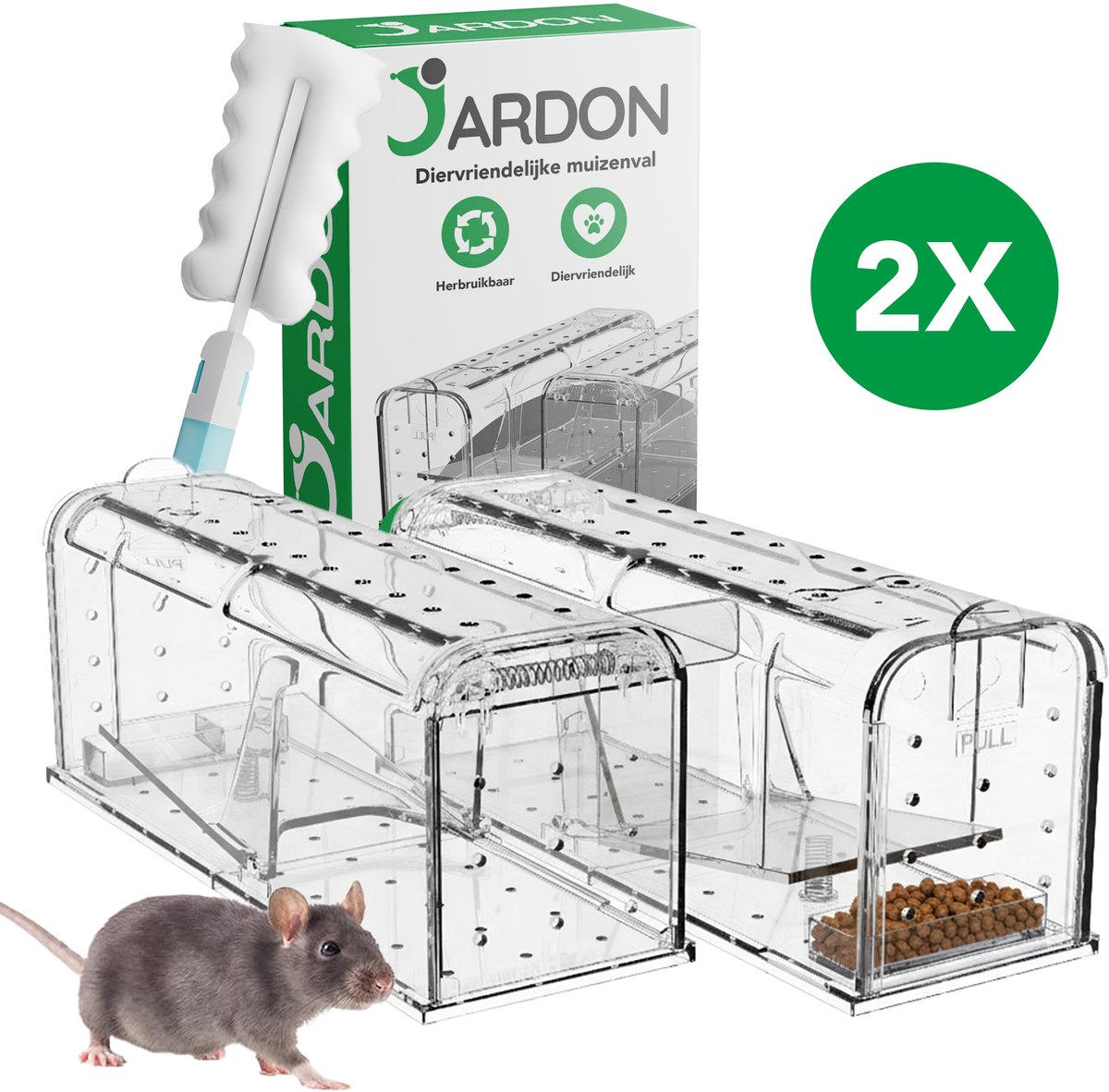 Jardon® Muizenval – Rattenval - Rattenkooi - Vangen Buiten - Muizenvallen voor Binnen - Kist - Ongedierte bestrijding - Voor Muizengif - Rattengif - Diervriendelijk - Herbruikbaar
