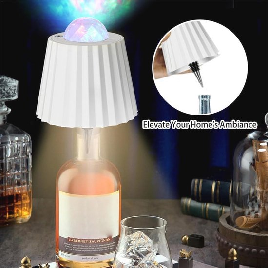 Oplaadbare Led-flessenlamp met Projector en Sterrenhemel - Dimbare USB-C Verlichting voor Fles, Tafel en Buiten — afbeelding 5