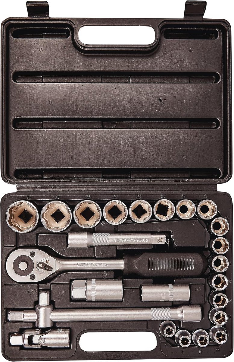 Versterkt 25-delig CRV Steek- en Ringsleutelset 1/2-Inch