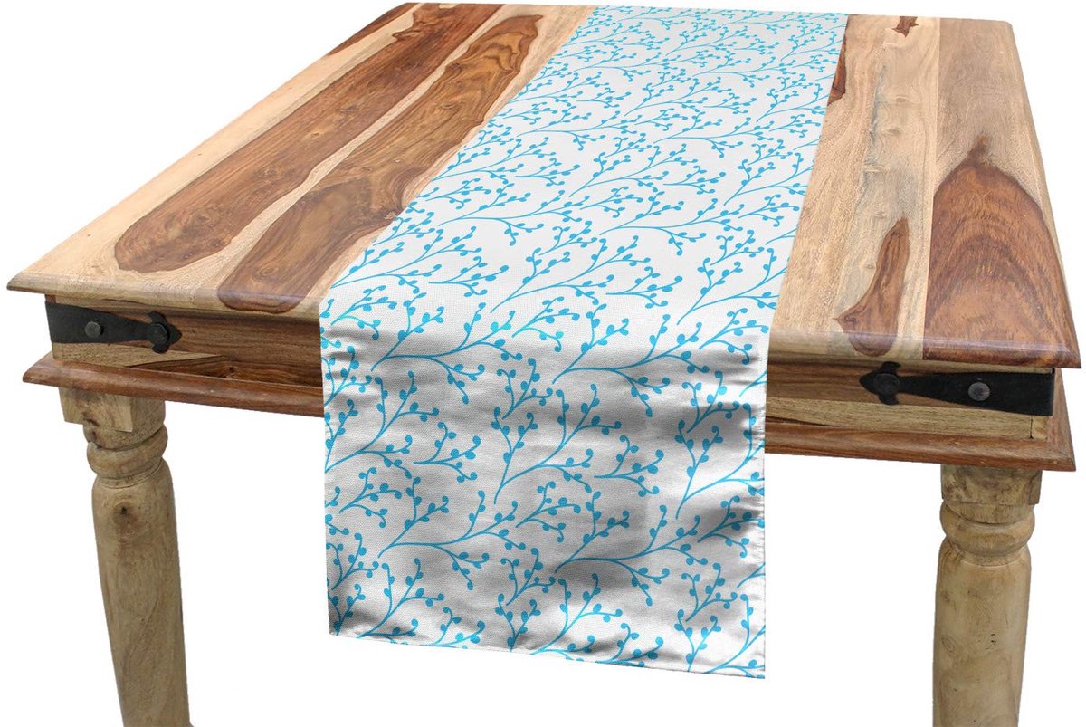 ABAKUHAUS Aqua & Wit Tafelloper – 40x180 cm – polyester