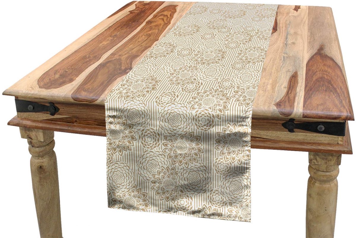 ABAKUHAUS Bloemen-tafelloper – Paisley – 40x225 cm – Crème-Tan