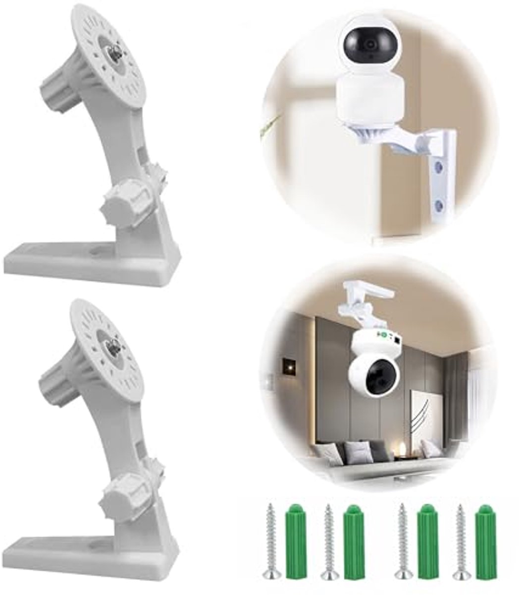 Veiligheidscamerahouder, verstelbare wandhouder, 135 graden rotatie, compatibel met TP-Link Tapo C210/C200/Tc70 en Kasa Indoor Pan EC70/KC410S bewakingscamera (wit)