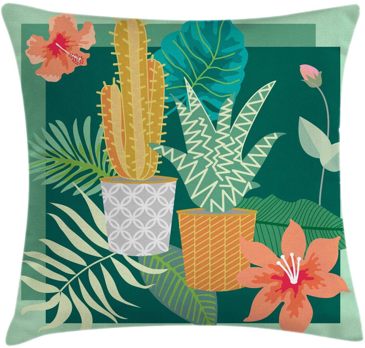 ABAKUHAUS kussenhoes – Bloemen – 40x40 cm – Dubbelzijdig bedrukt Mehrfarbig