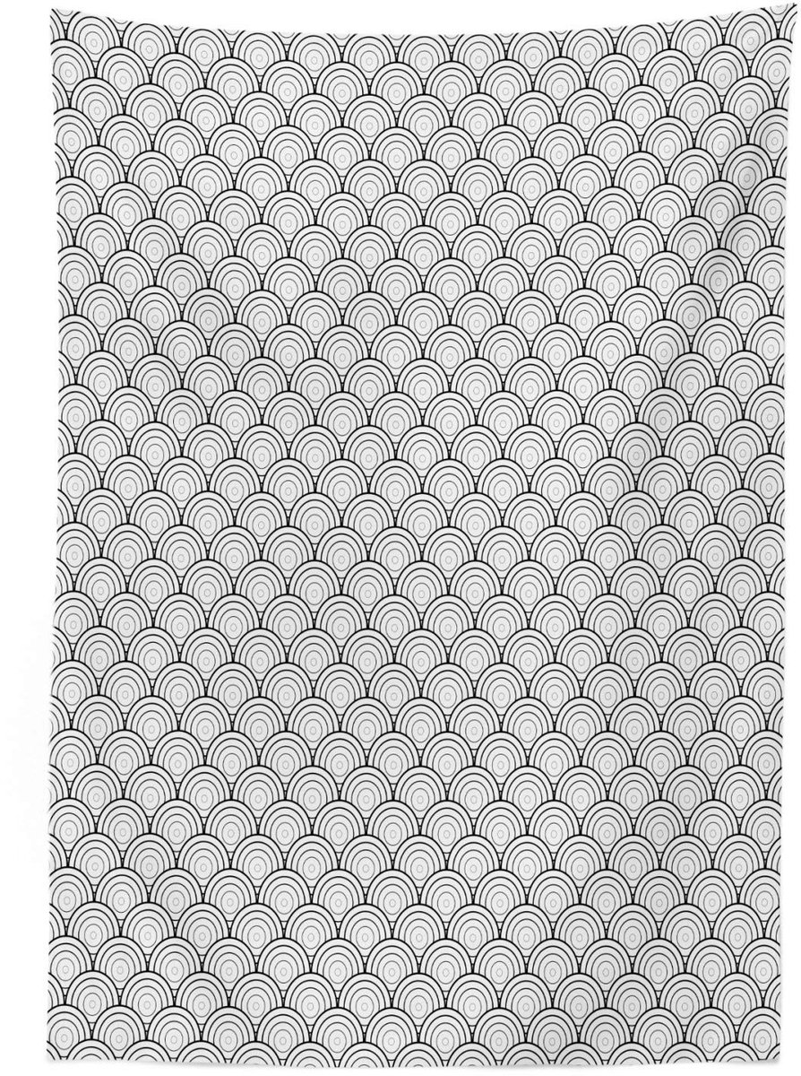 ABAKUHAUS Geometrisch Tafelkleed – 140x240 cm – Satijnmix – Zwart/Wit – Binnen/Buiten