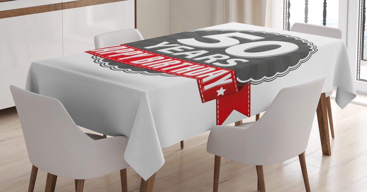 ABAKUHAUS 50e Verjaardags Tafellaken – Satinmix 140x200 cm