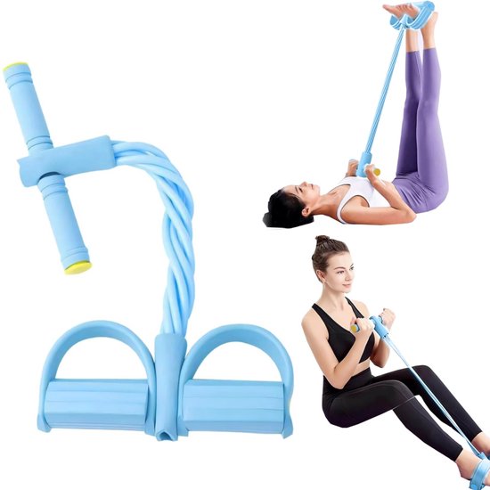 Fitness Weerstandsband - Buikspiertrainer - Voetpedaal Trekker - Beenstrekker - Sit-up Assist - Geschikt voor het trainen van armen en benen (23*47cm - Blauw)