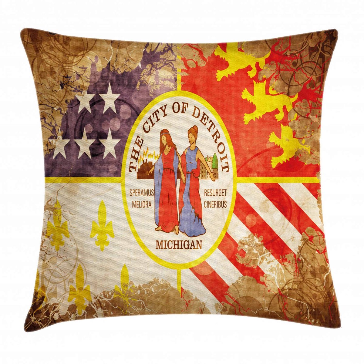 ABAKUHAUS Detroit Kussenhoes – VS-vlag, dubbelzijdig bedrukt, 40×40 cm